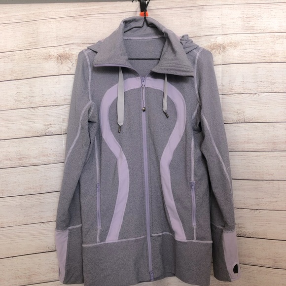 LULULEMON In Stride With Hood Lilac Heathered Coal Wee Stripe Size 8